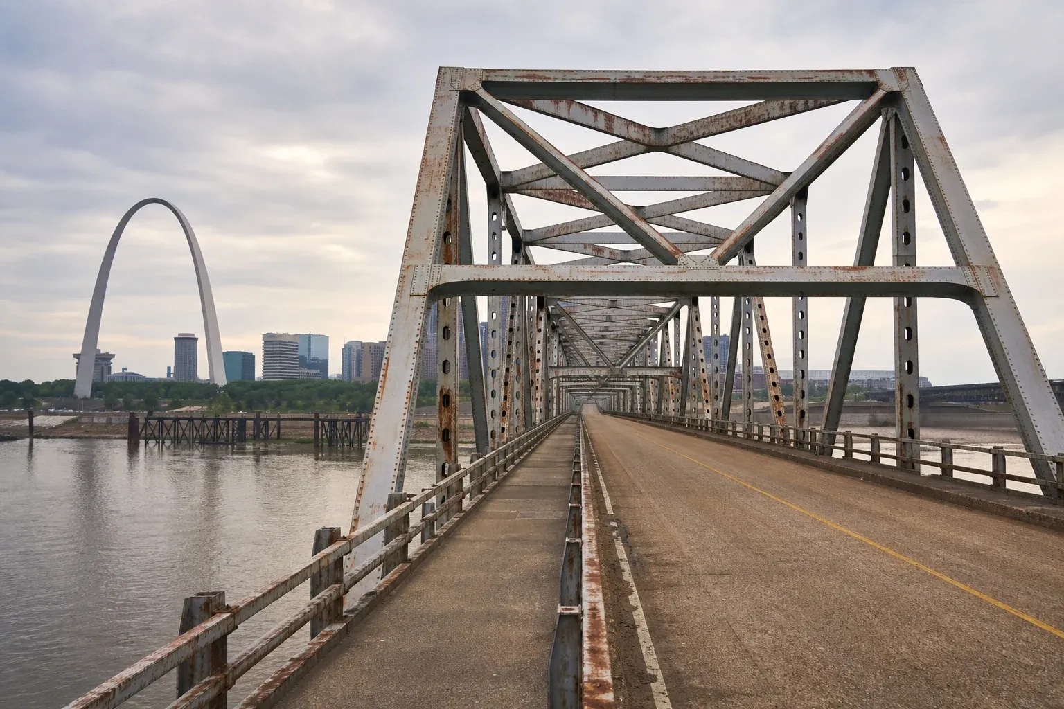 Historische Route 66 Brücke über den Mississippi bei St. Louis